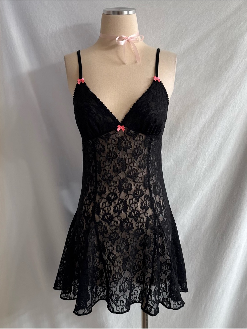 Betsey Johnson Black Lace Slip Dress